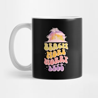 Beach More Worry Less Retro Summer Beach Vacation Mug